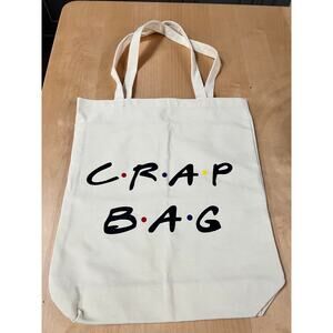 Friends TV Show Inspired Crap Bag Large White Canvas Reusable Grocery Tote Bag